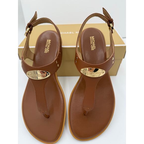 Michael Kors Brown Sandals with Gold Accents - Picture 4 of 9